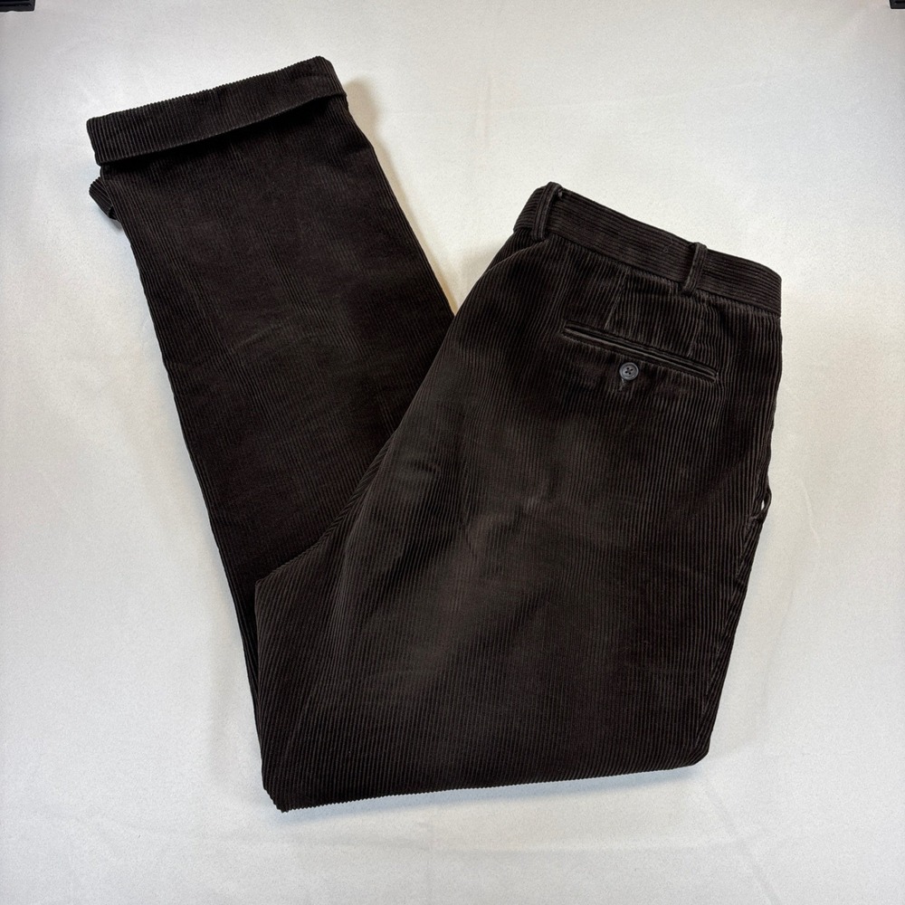 Polo Ralph Lauren Corduroy Pants Mens 36x30 Brown Pleated Cuffed Casual Workwear